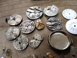 Vtg 35+ Pc Watch Parts Repair Lot Elgin Bulova Trinity Riviera Dials Movements