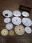 Vtg 11 Pc Pocket Watch Dial and Movement Lot Elgin Standard Hampden Ingersoll+++