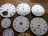 Vtg 11 Pc Pocket Watch Dial and Movement Lot Elgin Standard Hampden Ingersoll+++