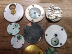 Vtg 11 Pc Pocket Watch Dial and Movement Lot Elgin Standard Hampden Ingersoll+++