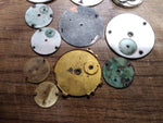 Vtg 11 Pc Pocket Watch Dial and Movement Lot Elgin Standard Hampden Ingersoll+++