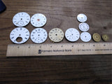 Vtg 11 Pc Pocket Watch Dial and Movement Lot Elgin Standard Hampden Ingersoll+++