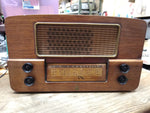 Vtg Emerson Radio and Phonograph Model 607 Tube Radio Wood Cabinet Powers Up