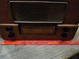 Vtg Emerson Radio and Phonograph Model 607 Tube Radio Wood Cabinet Powers Up