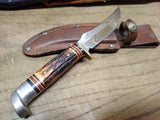 Vtg WESTERN USA H40 J Hunting Fixed Blade Knife Stainless Steel Blade w/Sheath