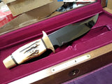 Vtg 1991 Schrade USA WWII Pearl Harbor Fixed Blade Knife 24K Gold w/Display Case