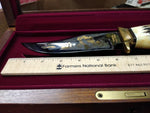 Vtg 1991 Schrade USA WWII Pearl Harbor Fixed Blade Knife 24K Gold w/Display Case