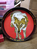 Vtg Wolf's Head Oil Metal Serving Tray 12 Inch Breweriana Gas and Oil Man Cave