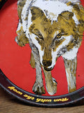 Vtg Wolf's Head Oil Metal Serving Tray 12 Inch Breweriana Gas and Oil Man Cave