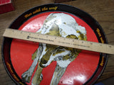 Vtg Wolf's Head Oil Metal Serving Tray 12 Inch Breweriana Gas and Oil Man Cave
