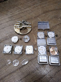 Vtg 13 Pc Watch Movement Parts/Repair Lot 17J Tissot Accura Jean Louis Roehrich