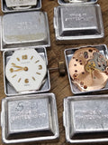 Vtg 13 Pc Watch Movement Parts/Repair Lot 17J Tissot Accura Jean Louis Roehrich