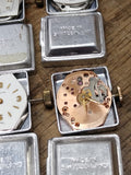 Vtg 13 Pc Watch Movement Parts/Repair Lot 17J Tissot Accura Jean Louis Roehrich