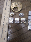 Vtg 13 Pc Watch Movement Parts/Repair Lot 17J Tissot Accura Jean Louis Roehrich