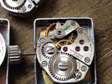 Vtg 13 Pc Watch Movement Parts/Repair Lot 17J Tissot Accura Jean Louis Roehrich