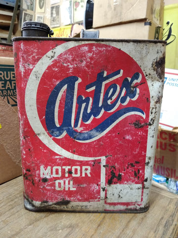 Vtg American Oil Co. Artex 2 Gallon Oil Can Auto Truck Petroliana Man Cave