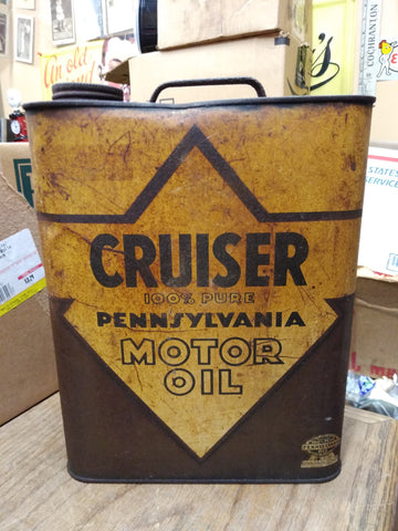 Vtg Cruiser 2 Gallon 100% Pure Pennsylvania Motor Oil Can Petroliana Man Cave