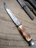 Vtg Monarch 2131 Fixed 5.5 inch Blade Knife Stag 4 in. Handle Carbon Steel Japan