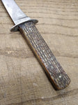 Vtg Cattaraugus Fixed 4.5 in. Blade Knife Bone 4 in. Handle Carbon Steel USA