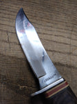 Vtg Sharp Fixed 4.5 Inch Blade Hunting Knife Rosewood 4 Inch Handle