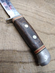 Vtg Sharp Fixed 4.5 Inch Blade Hunting Knife Rosewood 4 Inch Handle