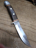 Vtg Sharp Fixed 4.5 Inch Blade Hunting Knife Rosewood 4 Inch Handle