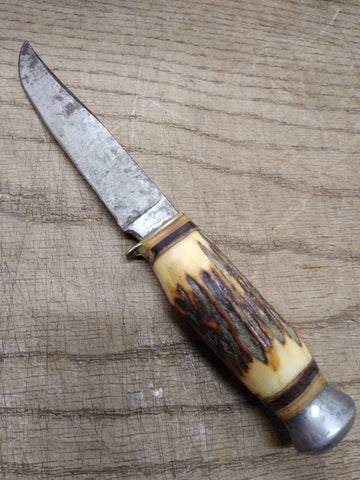 Vtg Solingen Cutlery R. Svoboda Fixed 4.5" Blade Hunting Knife Stag 4" Handle