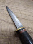 Vtg Western Boulder Colo Hunting Knife Stacked Leather Handle Fixed 3.25" Blade