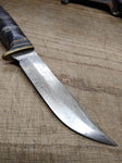 Vtg Western Boulder Colo Hunting Knife Stacked Leather Handle Fixed 4.5" Blade
