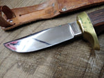 Vtg Indian Ridge Sheffield Fixed Blade Hunting Knife Wood Handle Leather Sheath