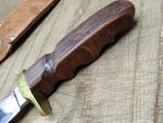 Vtg Indian Ridge Sheffield Fixed Blade Hunting Knife Wood Handle Leather Sheath