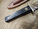 Vtg Utica? Outdoor Sportsman Fixed 5" Blade Knife Sheath Tempered Carbon Steel