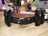 Roys Leather Goods Gun Belt Tex Shoemaker 2 Double Mag Pouch Basketweave Size 36