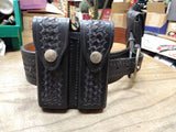 Roys Leather Goods Gun Belt Tex Shoemaker 2 Double Mag Pouch Basketweave Size 36
