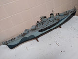 Vtg US Navy Missouri Flagship 1945 Battery Power 32" Wood Model Boat WW2 RC Toy