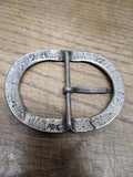 Vtg ADK Unisex Silver Tone Belt Buckle 3.5 in. x 2.75 in. Hammered Design Nice!