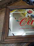 Vtg Cinci Beer Wood Framed Mirror Canadian Cream Lager Beer 21.5" x 15.5" Nice!