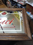 Vtg Cinci Beer Wood Framed Mirror Canadian Cream Lager Beer 21.5" x 15.5" Nice!