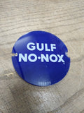 Vtg 1950's Gulf No Nox Bennett Gasoline Pump 3.50" Round Blue Curved Glass Panel
