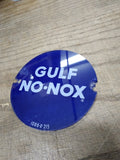 Vtg 1950's Gulf No Nox Bennett Gasoline Pump 3.50" Round Blue Curved Glass Panel