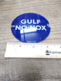 Vtg 1950's Gulf No Nox Bennett Gasoline Pump 3.50" Round Blue Curved Glass Panel