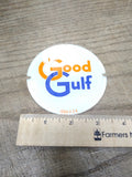 Vtg 1950's Good Gulf Bennett Gasoline Pump 3.50" Round Curved Glass Panel Orig.