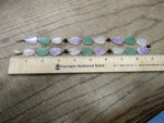 Vtg Hand Carved Leaves Green and Lavender Jade White Quartz 17" Necklace 14K GF
