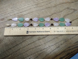 Vtg Hand Carved Leaves Green and Lavender Jade White Quartz 17" Necklace 14K GF