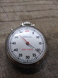 Vtg Westclox Stop Watch Pocket Watch White Dial Red Second Hand Works Good