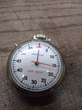 Vtg Westclox Stop Watch Pocket Watch White Dial Red Second Hand Works Good