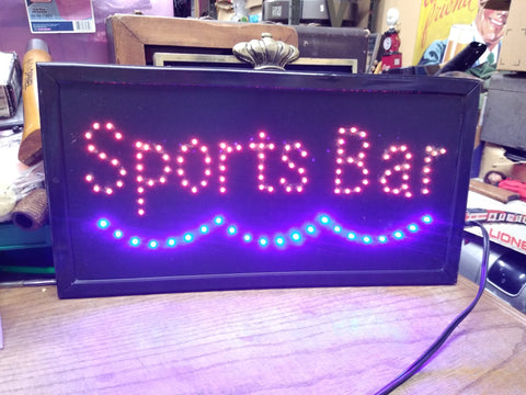 Vtg Electric Sports Bar Red Blue Blinking Lighted Sign Wall Hanging 19" x 10"