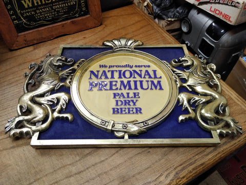 Vtg National Premium Pale Dry Beer Sign We Proudly Serve Wall Hanging 15" x 10"