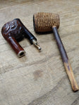 Vtg 2 Pc Tobacco Pipe Lot Willard Briar w/Stinger Missouri Meerschaum Corn Cob