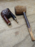 Vtg 2 Pc Tobacco Pipe Lot Willard Briar w/Stinger Missouri Meerschaum Corn Cob